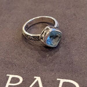 Silpada Sterling Silver Frozen Lake Aqua Blue Filigree Band Size 5 Ring R2044
